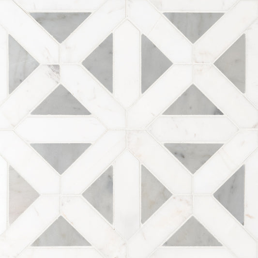 BIANCO DOLOMITE GEOMETRICA POLISHED MOSAIC