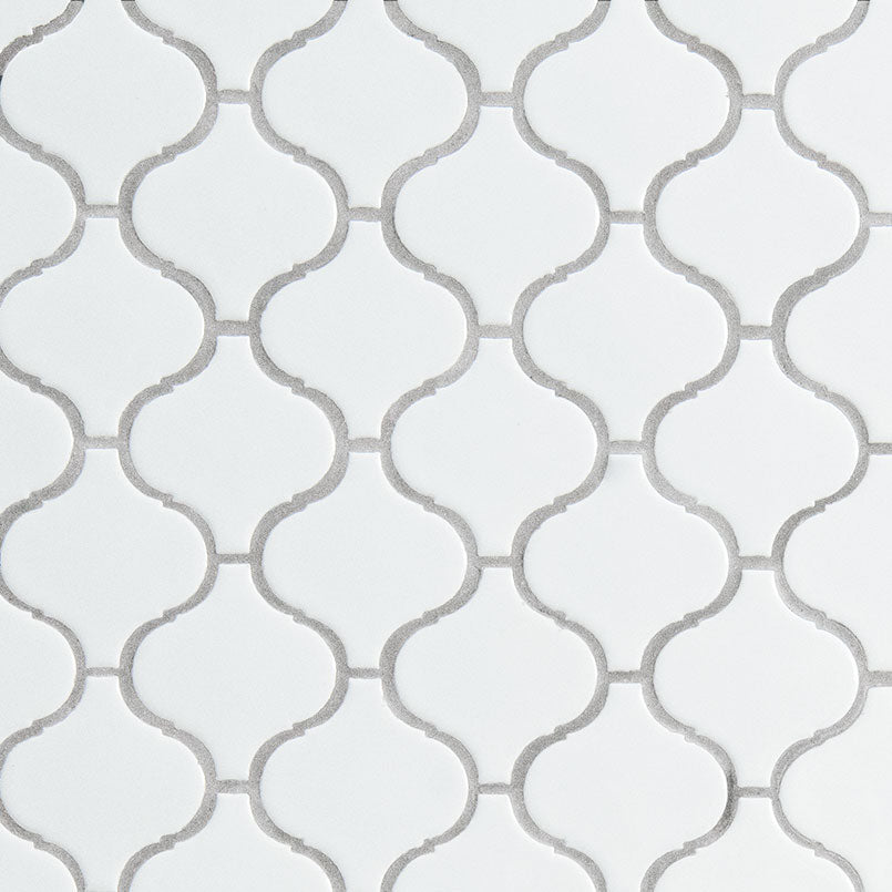 WHITE GLOSSY ARABESQUE MOSAIC