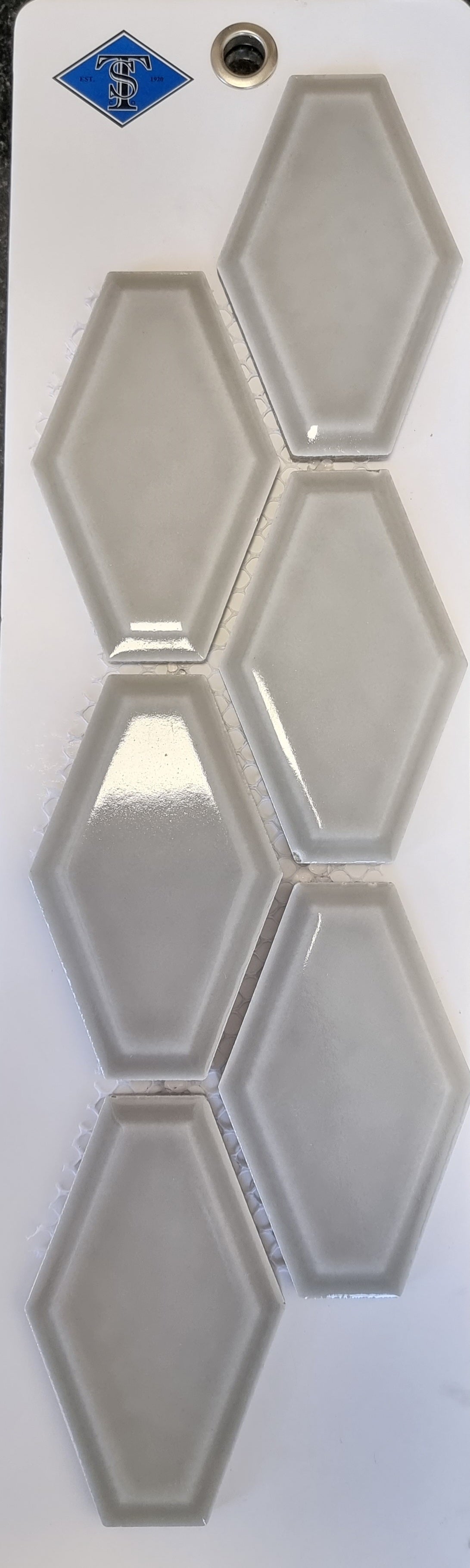 4" Elongated Hexagon Grey Gloss - Valley View Mosaic