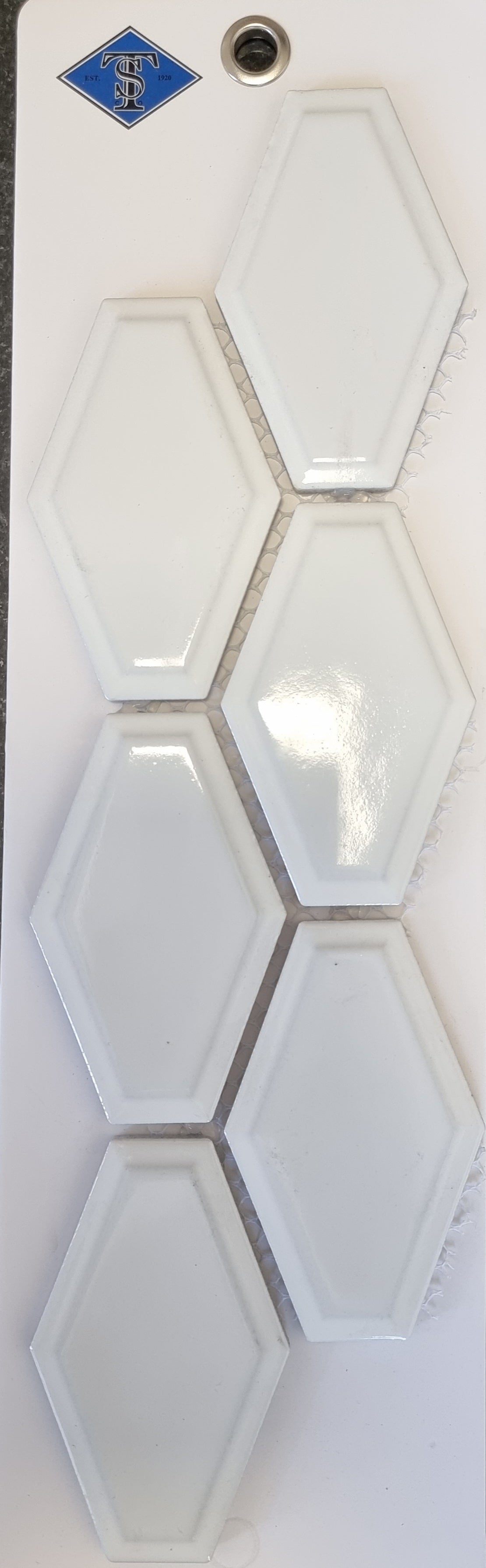 4" Elongated Hexagon White Gloss - Valley View Mosaic