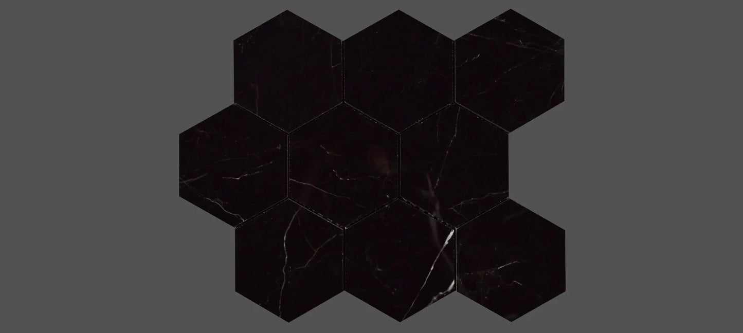 NERO MARQUINA MOSAIC HEXAGON 12X10