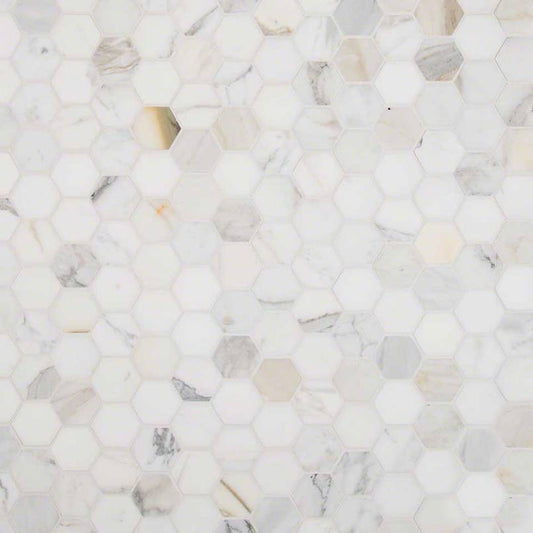 CALACATTA GOLD 2” HEXAGON MOSAIC TILE