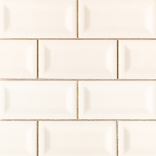 ALMOND GLOSSY INVERTED BEVELED TILE 3X6