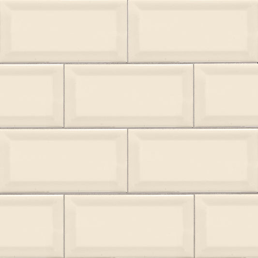 ALMOND GLOSSY BEVELED SUBWAY TILE 3X6