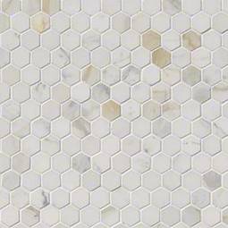 CALACATTA GOLD 1” HEXAGON MOSAIC TILE