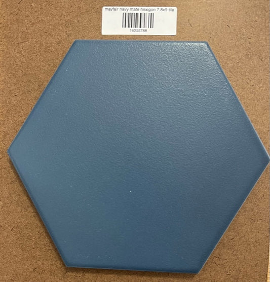 mayfair navy mate hexigon 7.8x9 tile