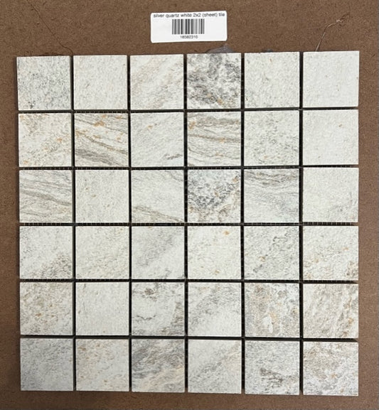 silver quartz white 2x2 (sheet) tile