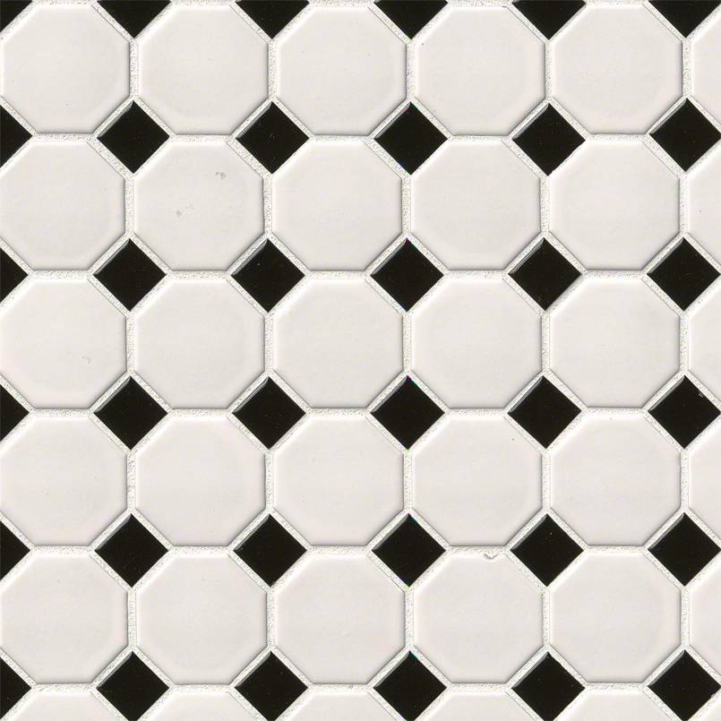 WHITE AND BLACK MATTE OCTAGON MOSAIC