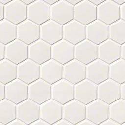 WHITE GLOSSY 2” HEXAGON MOSAIC TILE