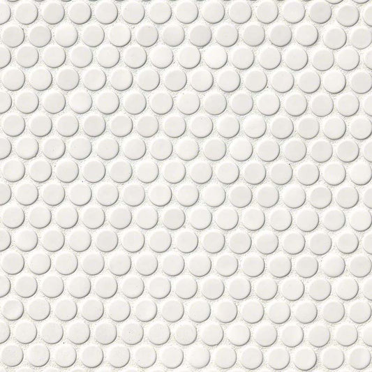 WHITE GLOSSY PENNY ROUND MOSAIC